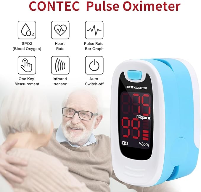 CONTEC LED CMS50M Pulse Oximeter,SpO2 and PR Value Waveform Blood Oxygen, Neck/Wrist Cord