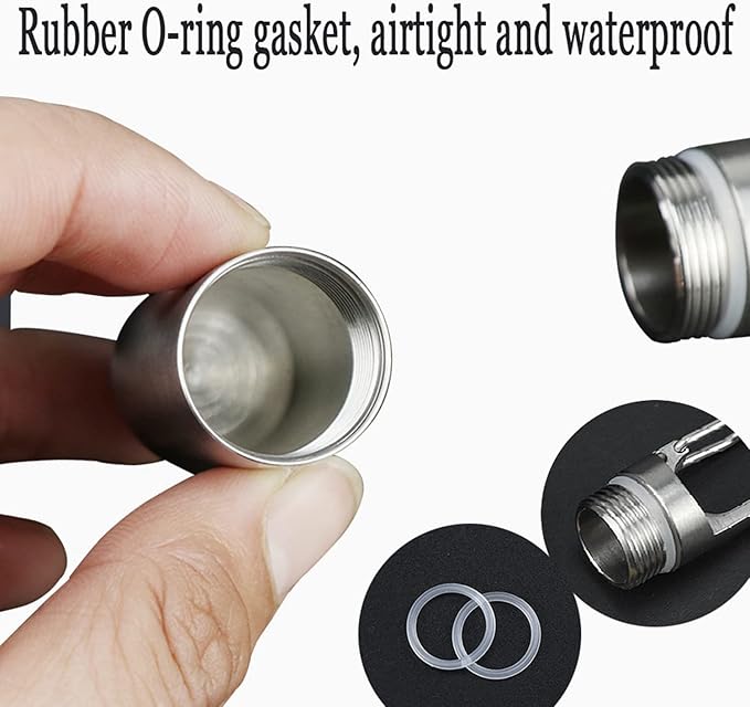 Keychain Waterproof Locking Pill Holder, Titanium Pill Container, Daily Pill Organizer Portable Travel Pill Case Box, Airtight Pill Storage Bottle for Purse Pocket Outdoor Camping