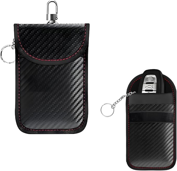 Faraday Pouch for Car Keys, Signal Blocking RFID Faraday Bag Cage, Anti-Theft Key Fob Pouch Protector (Small)