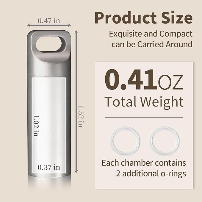 Stainless Steel Pill Box Keychain, Waterproof Compact Pill Organizer for Emergency Pills & Vitamins, Portable Keyring Necklace Holder, Travel Hiking Essentials