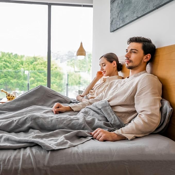 Simple&Opulence Washed Linen Bed Sheet Set Basic Style 4 Pieces (1 Flat Sheet & 1 Fitted Sheet & 2 Pillowcases) 100% Natural French Flax Soft Breathable Farmhouse Bedding (King, Ultimate Gray)