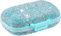 Daily 6 Compartments Pill Box Container Bling Diamond for Purse Medicine Container Holder for Women Travel Kit Medicine (AB Blue)