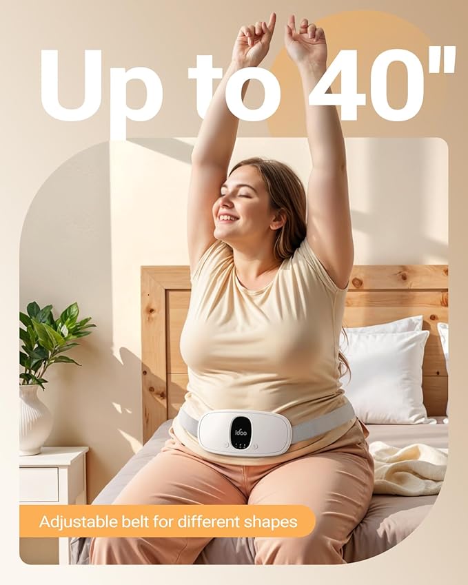 iDOO Portable Heating Pad for Period Cramps, FSA Eligible Item, Valentines Gifts for Her Women Girlfriend Mom Wife, Back Belly Heat Pad for Menstrual Pain Relief, with 3 Heat Levels 3 Massage