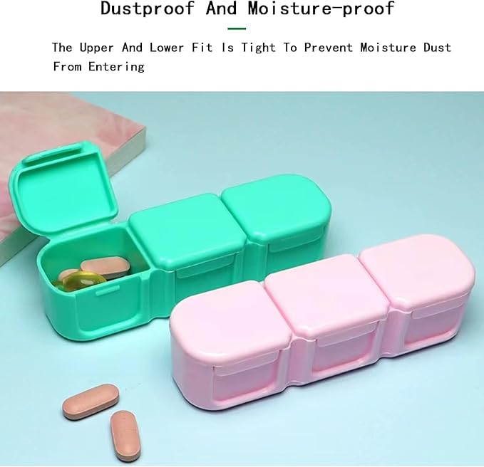 3 Pieces Pill Organizer, 3 Timer Daily Moisture Proof Pill Box Pocket Purse Portable Travel Vitamin Container Medicine Case