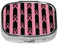 Travel Pill Organizer Portable Pill Case 2 Compartments Breast Cancer Awareness Stripes Ribbon Black Small Pill Box Mini Daily Medicine Organizer Box