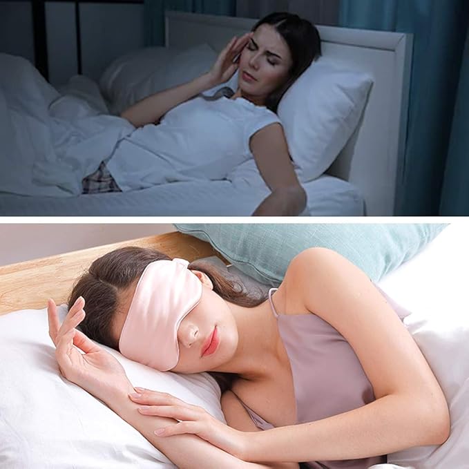 THXSILK Sleep Mask 100% 25 Momme Pure Mulberry Silk Super Smooth Cooling Sleep Eye Mask Blackout for Women/Man/Kids, Eye Cover with Wide Head Strap for Good Night Sleep, Charming Pink