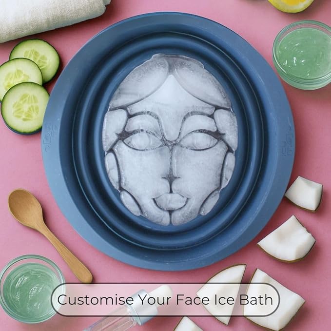Facial Cold Plunge™ | Collapsible Silicone Ice Facial Bowl with Built-in Ice Tray | Portable Face Ice Bath for Skin Tightening, Puffiness, Acne Relief & Glow (Soft Pink) (Baby Ice)