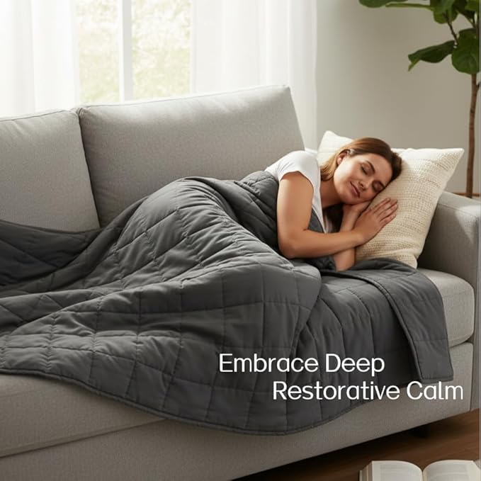 Weighted Blanket 10lbs 48"x72" Full Size for Adults, Heavy Throw Blanket for Couch & Bed, Soft Breathable Cotton for All-Season Comfort (48"x72"10lbs)