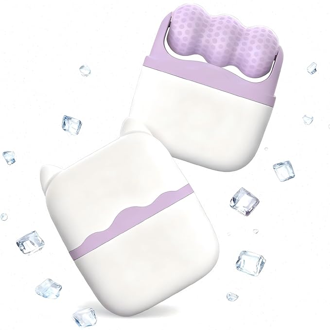 Ice Roller for Face and Eyes,Mothers Day Gifts for Mom Wife,2 in 1 Face Roller and Travel Case,Facial Skin Care Tools,Gifts for Her Women Mom Wife(Purple)