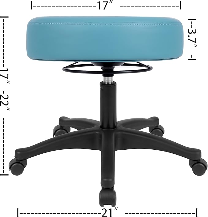 TAKE UR SEAT® All-Purpose Stools with Adjustable Seat and Easy Clean Performance Fabrics for Cleanroom Lab Medical Office Classroom Shop Garage Spa Massage Tattoo (17" Blue)