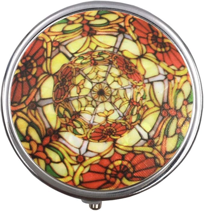 Round Medicine Box Portable Mini Metal Pill Case 2 inches Travel Little Pill Dispenser for Purse
