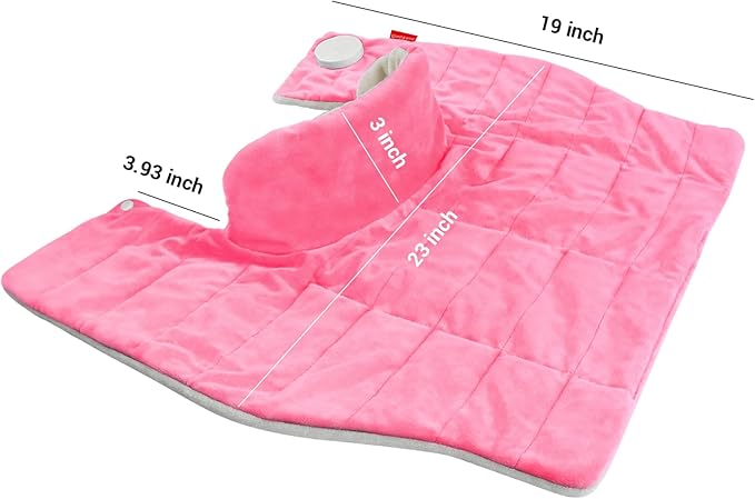 Comfytemp Heating Pad for Neck and Shoulders and Back, 2.6lb Weighted Electric Heating Pads, Large Heated Wrap, 9 Heat Settings & 11 Timer, Valentines Birthday Gifts for Women Men Mom Dad, Pink