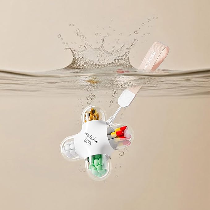 4 Compartment Pills Organizers Clear ABS Storage Box with Secure Seal for Travel and Daily Use