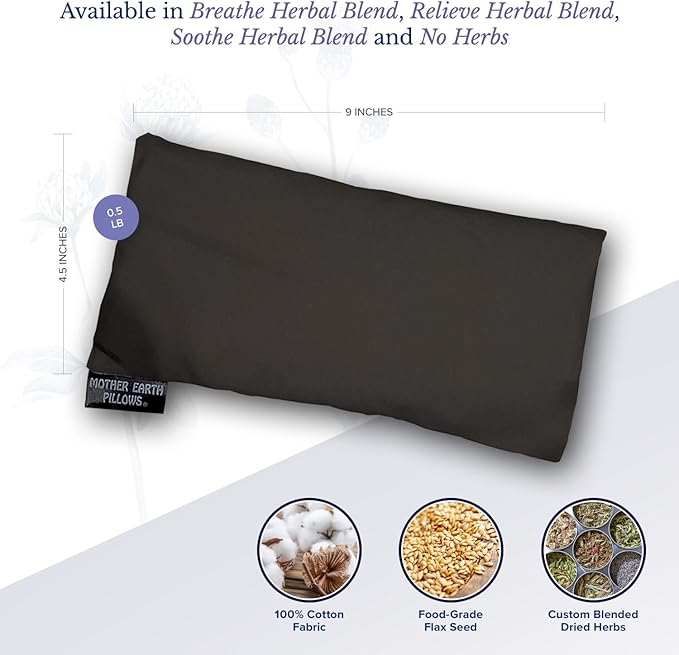 Mother Earth Pillows Therapeutic Eye Pillow (Black - Breathe Herbal Blend)