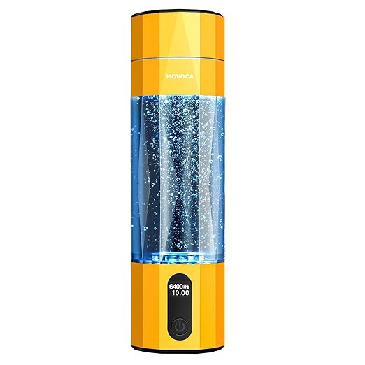 Upgrade Hydrogen Water Bottle, Up to 6400PPB Hydrogen Water Generator -SPE PEM Tech, 7OZ Food-Grade PC Hydro Water Machine, Health Care Gifts for Husband, Wife, Family, Friends, Travel (Yellow)