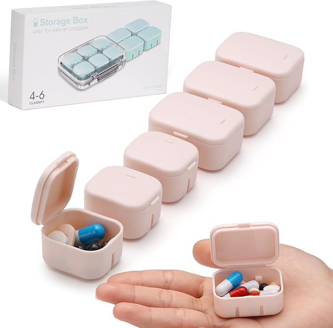 RICHCEE 10 Compartments Daily Pill Organizer for Pocket Purse,Combined Cute Travel Pill Box,Daily Portable Pill and Supplement Organizer for Fish Oil/Vitamin(Pink)