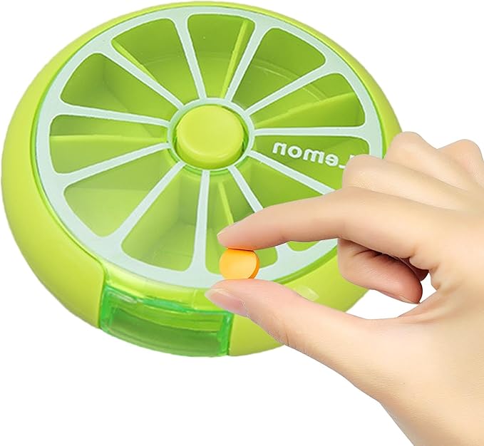 Weekly Pill Dispenser - Portable Round Pill Storage Box, Weekly Pill Case, Fruit-Shaped Design Storage Supplies for, Candy, Pills, and Other Items