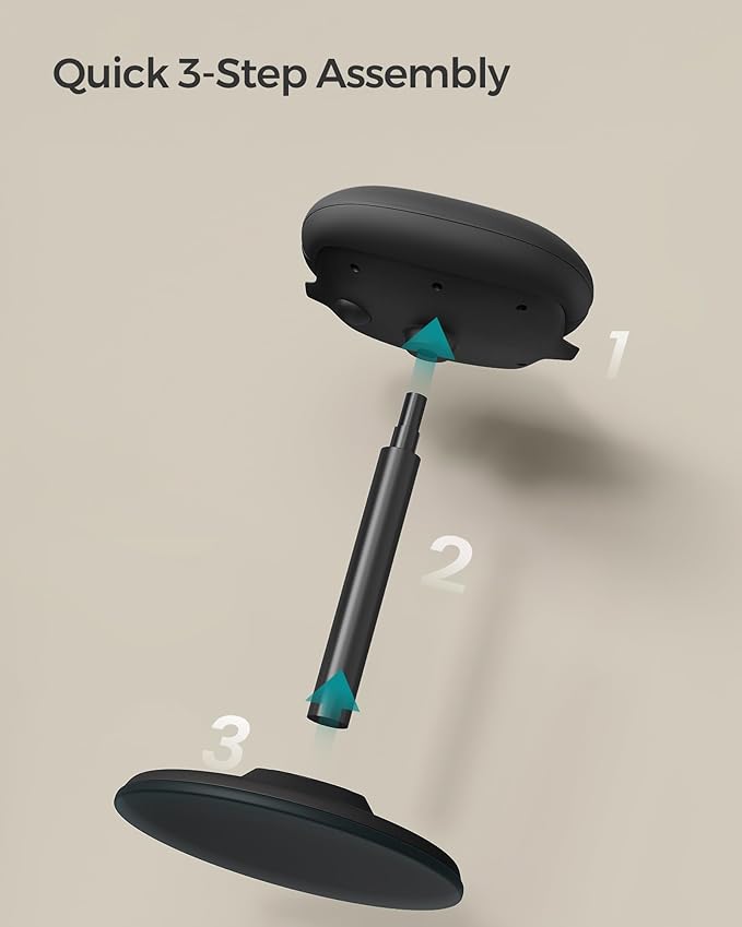 SONGMICS Ergonomic Wobble Stool, Height Adjustable Standing Desk Stool 23.6-33.3 Inches, Swivel Balance Chair with Non-Slip Base, Standing Chair, for Active Sitting, Office, Home, Ink Black UOSC12BK