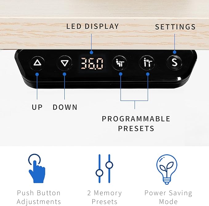 VIVO Electric 47 x 24 in Standing Desk, Memory Height Adjustment, White and Light Wood, DESK-E144WC