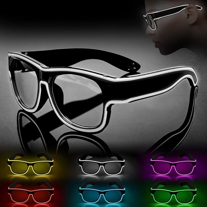 Ainiv Wireless Light Up Glasses 3 Modes LED Luminous Glasses Glow in the Dark for Parties, DJ, EDM, Halloween, Christmas