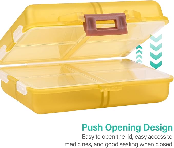 Travel Pill Organizer Small 8 Grid Compartments Pill Holder Box - Portable Medicine Container Case - Daily Weekly Medication Organizer