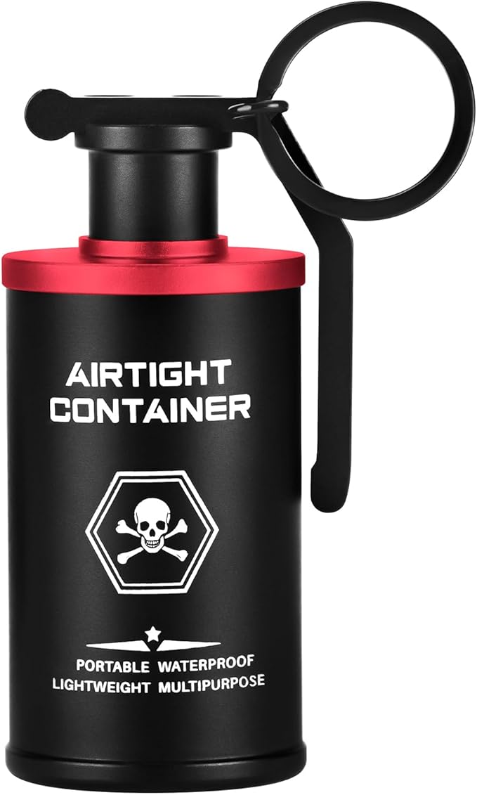 Tactical Pill Case, Durable Aluminum Small Pill Holder with Keychain, Airtight & Waterproof Vitamin Container for EDC, Travel, Outdoor - Red