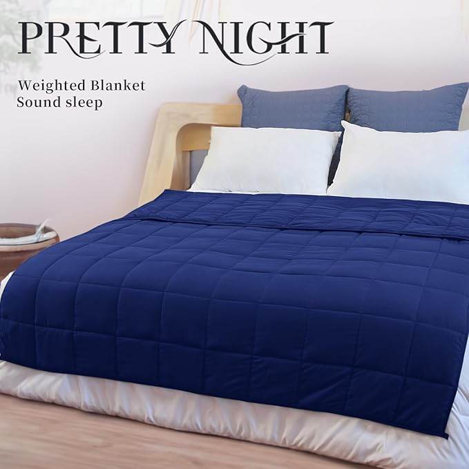 Weighted Blanket Twin Size NavyBlue 48''x72''x15lbs Weighted Blankets for Adults Heavy Blanket is Comfortable and Cozy