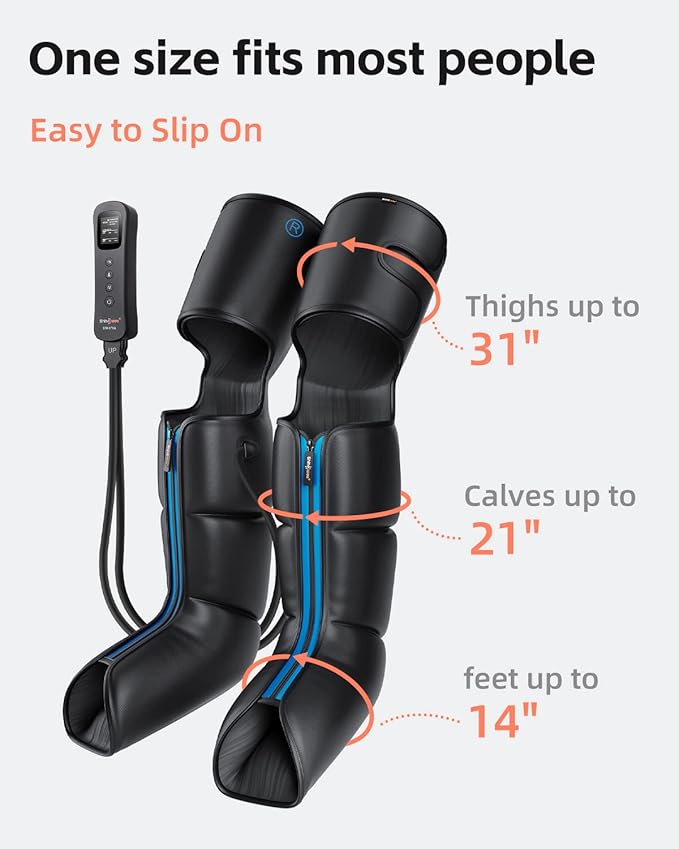 SHINE WELL Air Compression Leg Massager for Circulation and Pain Relief, Foot Calf Thigh Massager for Leg Swollen and Soreness, Gifts for Mom and Dad