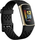 Getino Compatible with Fitbit Charge 6 Bands/Charge 5 Bands for Women Men, Soft Breathable Replacement Sport Strap Adjustable Wristbands for Fitbit Charge 6/ Charge 5 Advanced Fitness Tracker, Black