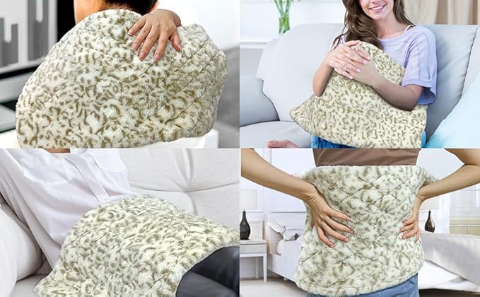 Full Weighted Heating Pad - Plush 2.3LB Hot Heated Pad for Back Pain Relieve, 12 Heating Levels, 8 Timer Settings, Holiday Gifts for Women Men Mom Dad (Leopard Print, 12''×24'' BB)