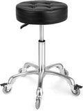 Adjustable Heavy Duty Stool - Rolling Stools with Locking Caster Wheels - Swivel Stools Backless Chair for Home Kitchen Office Shop Tattoo Lash Tech Pedicure(Black, Height 22 to 30 in)