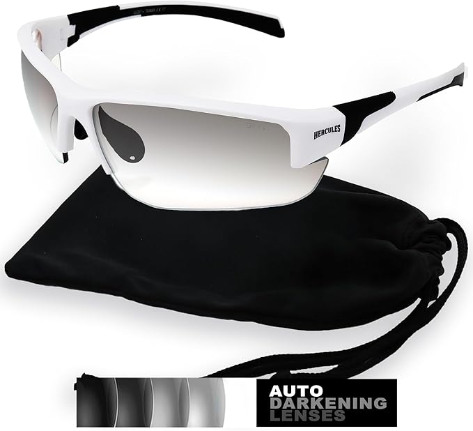 Global Vision Hercules 7 Safety Sunglasses Photochromic Auto-Darkening Clear to Smoke Lens ANSI Z87.1