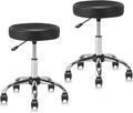 Round Rolling Stool with Wheels Adjustable Height Swivel Multi-Purpose Heavy Duty Wide Seat Drafting Stool for Office Laboratory Salon Massage Spa Medical Doctor Clinic Tattoo Beauty, 2 Pack