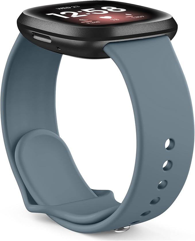AK Silicone Bands Compatible with Fitbit Versa & Sense, Soft Straps Replacement Wristbands for Women & Men (Blue Gray)