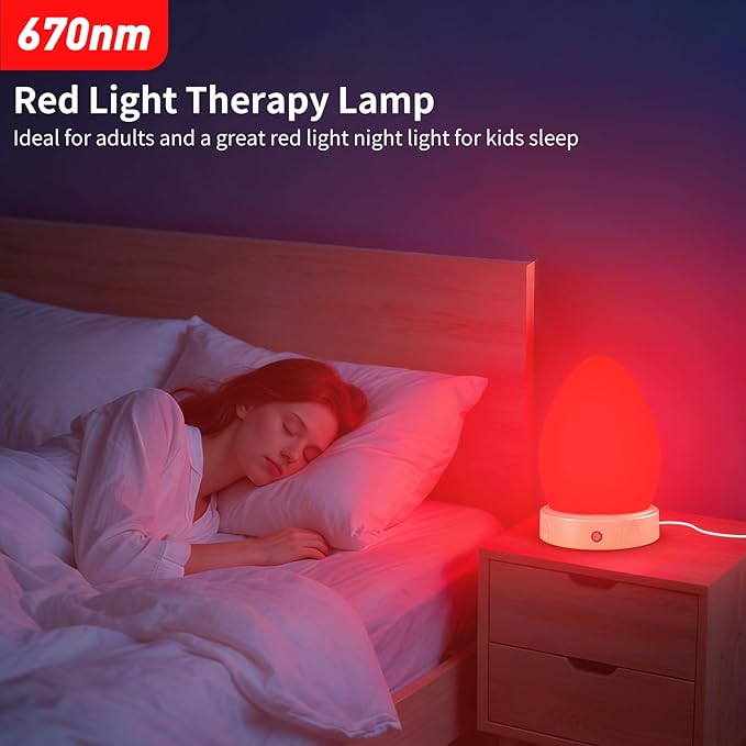 670nm Red Light Therapy Lamp for Sleep & Relaxation, 10000 Lux Sun Lamp with Remote Control, Dual Function Sleep Aid and Sunlight Lamp, 4-Color Night Light to Improve Sleeping for Adult & Kid