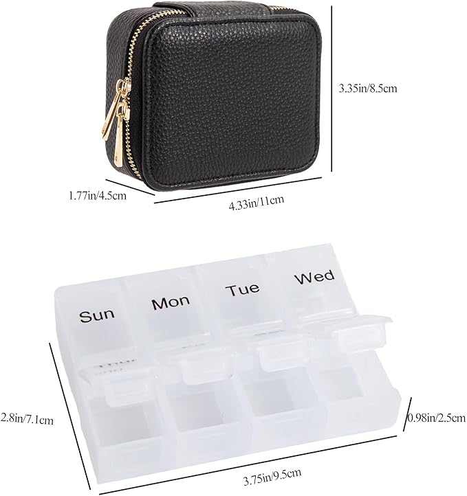 Weekly Pill Organizers, Portable Pill Case with Removable Pill Sorter, Travel Pill Organizer 7 Day,Vitamin Organizer 7 Day, Medicine Dispenser, Daily Pill Box Travel Case.
