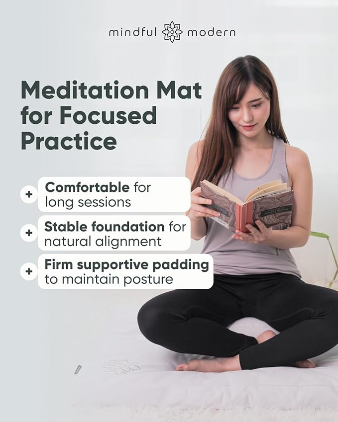 Mindful & Modern Zabuton Meditation Mat - Cotton Filled Yoga and Meditation Pad - Zabuton Meditation Cushion for Kneeling and Sitting Support - Large Rectangular Sitting Floor Pillow for Bench or Zafu