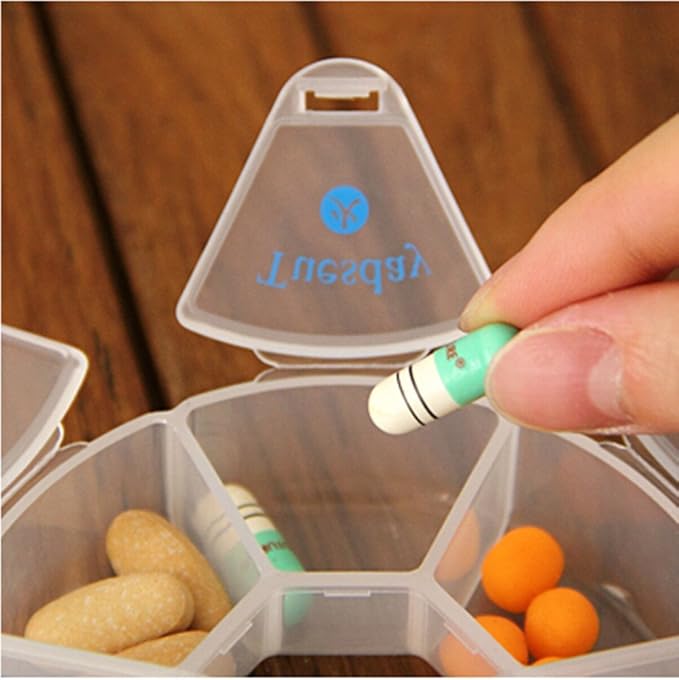 Arbor Home MXY Round 7 Days Pill Box Organizer for Medicine Travel White Case Weekly Holder