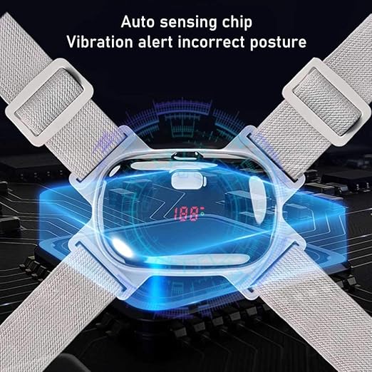 Smart Back Posture Corrector Shoulder Training Belt Intelligent LCD Display Screen Correction Humpback Vibration Massager Device (Color : Black)