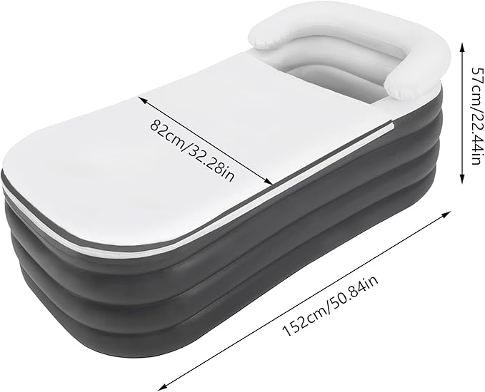 Inflatable Bathtub Adults, Portable Ice Bath Tub for Athletes, Outdoor & Indoor Freestanding Foldable Bathtub with Electric Air Pump and Cup Holder (Gray)
