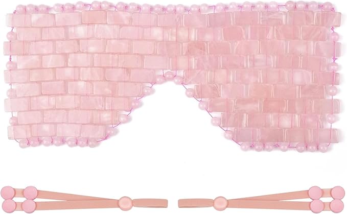 ideayard Rose Quartz Eye Mask, Natural Crystal Anti-Aging Hot or Cold Using, Eye Mask for Puffy Eyes, Dark Circles & Eye Fatigue Relief, Reusable Skin Care Sleep Mask