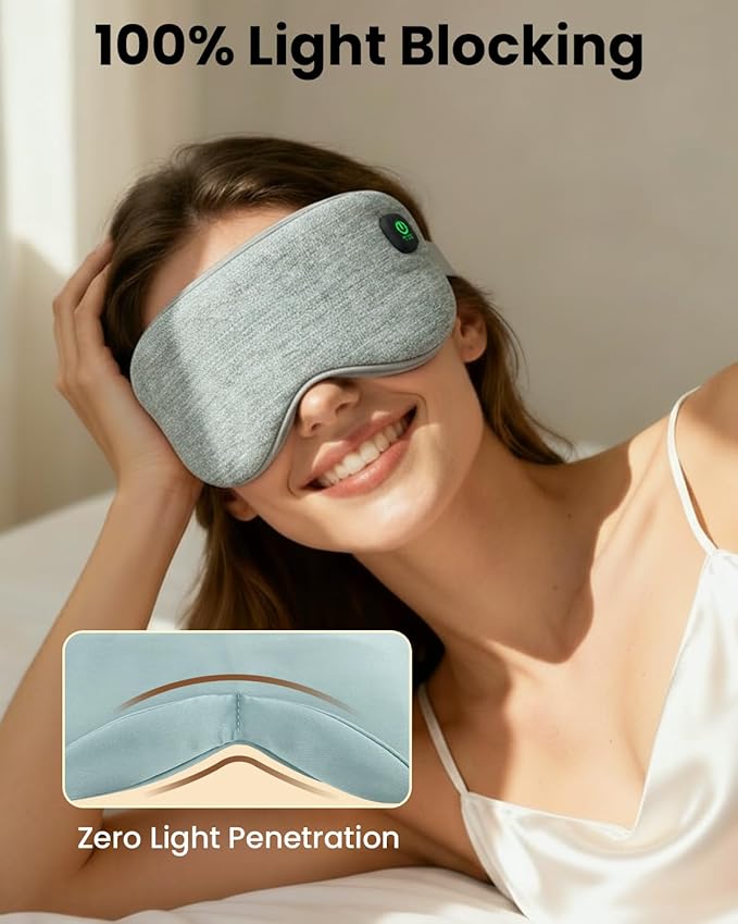Heated Eye Mask - Cordless Eye Mask for Dry Eyes, Eye Relief, Improved Sleep, 4 Temperature, Washable Eye Heating Pad for Travel and with Replaceable Shell, Gifts for Women