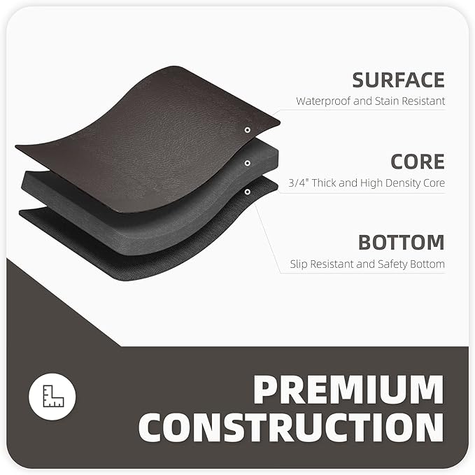 Color&Geometry Anti Fatigue Floor Comfort Mat 3/4 Inch Thick 17"x24" Perfect for Standing Desks, Kitchen Sink, Stove, Dishwasher, Countertop, Office or Garage, Brown