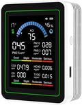 10-in-1 Air Quality Monitor Indoor, Carbon Monoxide & CO2 Detector (White)