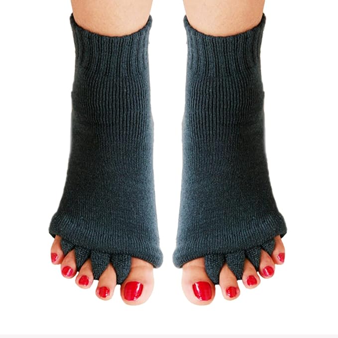 AIBEARTY 3 Pairs Yoga Sport Gym Five Toe Separator Socks Foot Massage Toeless Socks