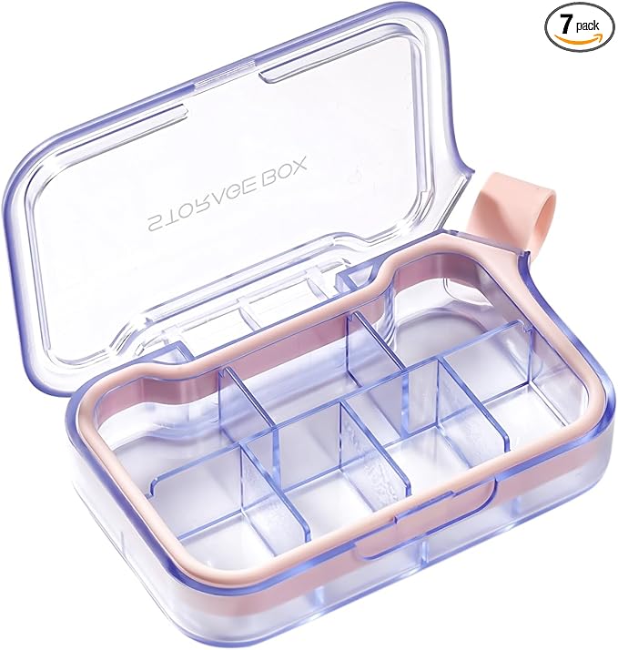 New Weekly Pill Organizer, Moisture-Proof Storage Case, Daily Travel Pill Storage Container, Travel Pill Box – Suitable for Vitamins, Dietary Supplements & Fish Oil(Purple)