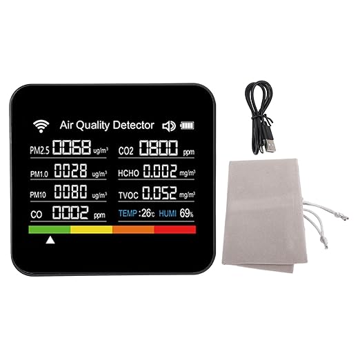 Zerodis Air Quality Analyzer Indoor Air Quality Meters Display Environmental Monitor for Home Office Indoor Pollution Detection VOC PM2.5 Temperature Humidity Smart Sensor