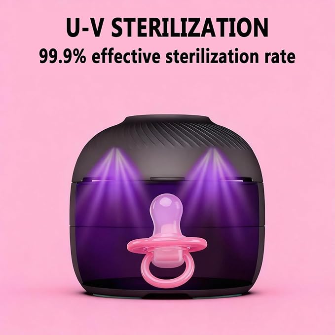 Pacifier Box, Portable UV-C Box for Pacifiers USB Rechargeable Mini Pacifier Box 2 Time Settings (60s and 180s) with Fan Fast Charging and Long Battery Life