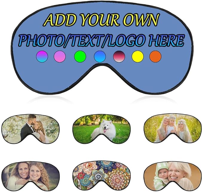 Personalized Eye Mask, Custom Eyeshade Blindfold Add Your Design Image Text Customized Eye Cover with Adjustable Strap for Sleeping Travel Work Naps Blocks Light, Dutch Blue