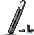 Micro Pill Holder Keychain Titanium Pill Case for Purse Small Pill Container Travel Black Pill Box Medicine Bottle Organizer for Vitamin Fish Oil Supplement (Black+1 Closed Extension Tube)